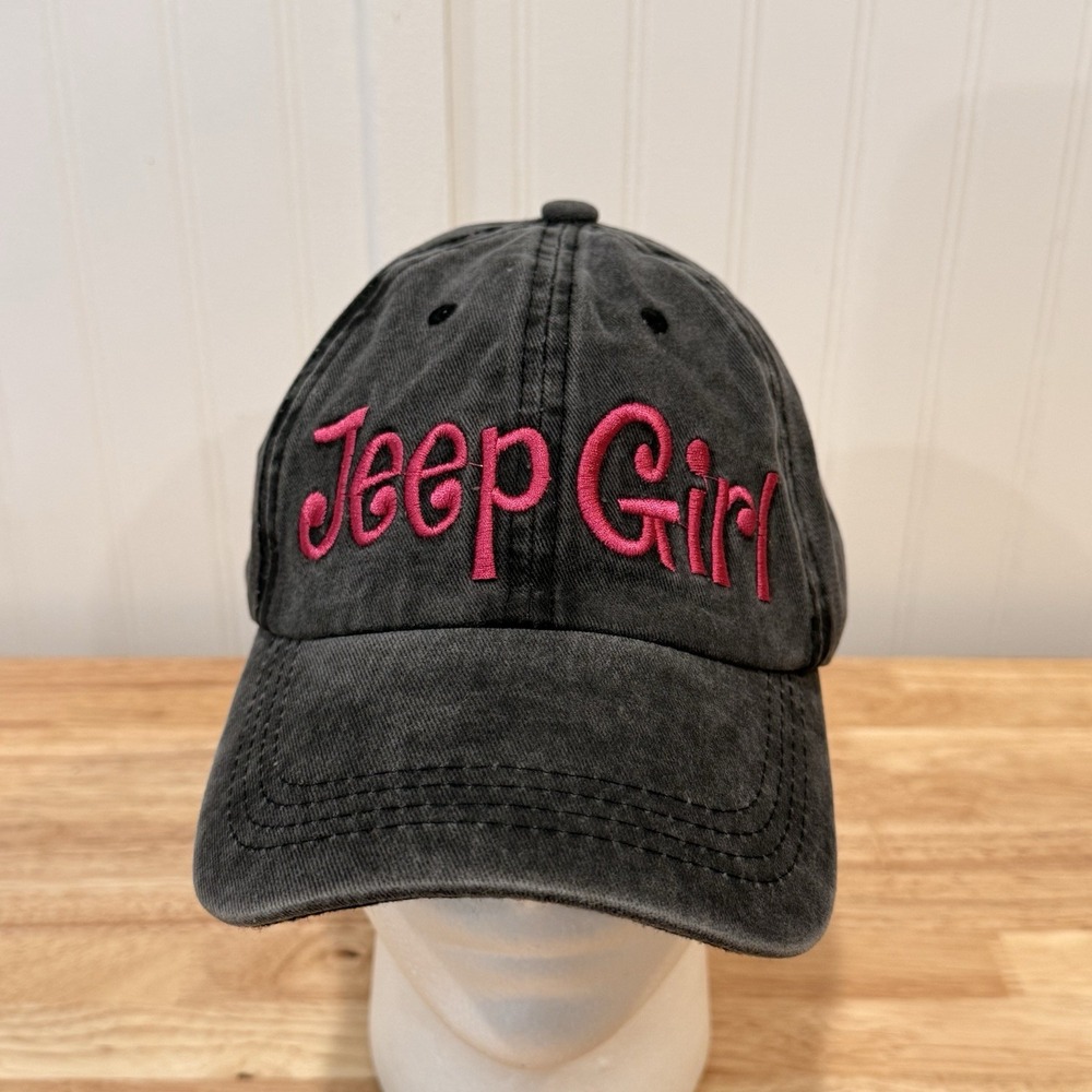 Jeep Girl Adjustable Hat Gray Baseball Cap Women's Pink Embroidery